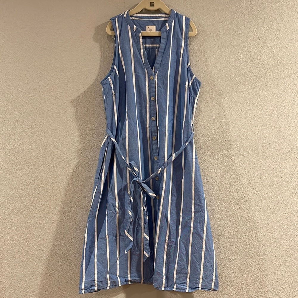 a new day sleeveless chambray button down dress, XS
